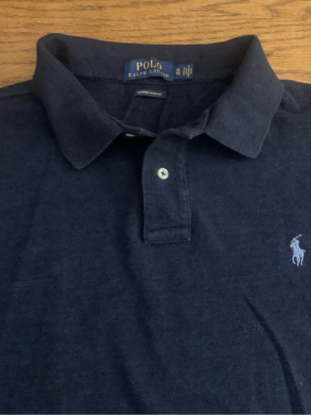 RL POLO SS Navy Blue Custom Slim Fit Polo